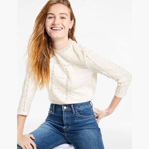 NWT Lucky Brand Embroidered Neck Top